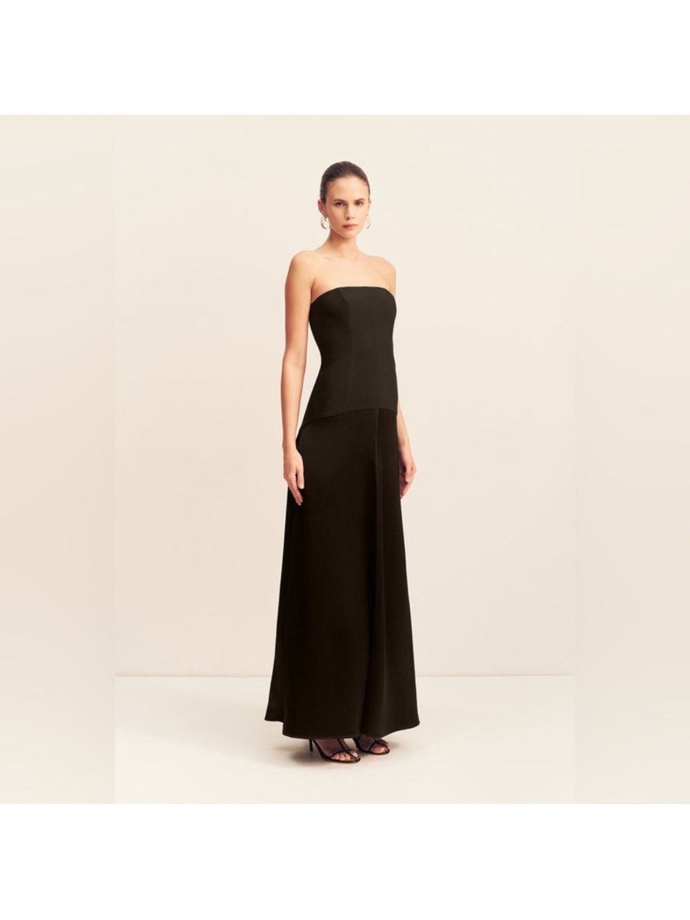 Shona Joy Strapless Black Maxi Dress